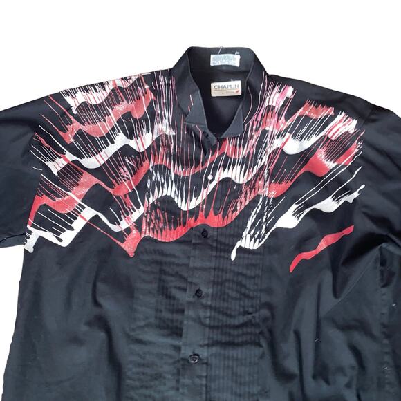 Chaplin Vintage Black Abstract Painted Long Sleeve Button Up Shirt Size Large - Picture 4 of 8